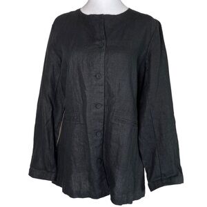 Eileen Fisher 100% Irish Linen Button Up Lagen Shirt Jacket